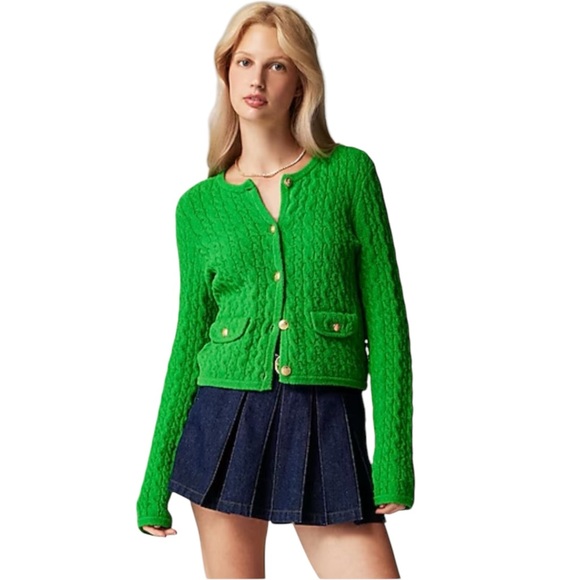 Odette cable-knit sweater lady jacket in cotton-blend
